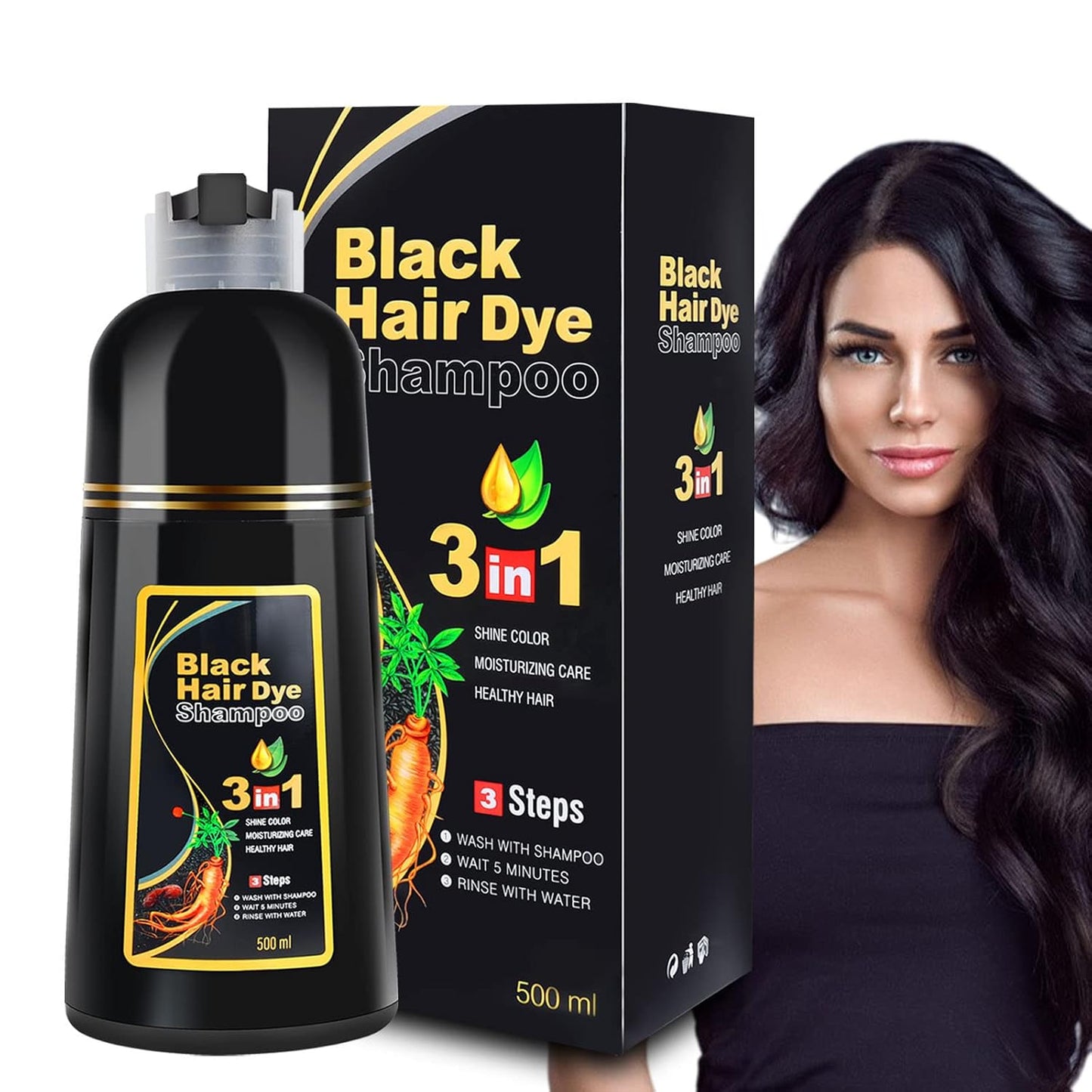 Black Dye Hair Shampoo (COMBO 3 UNIDADES)