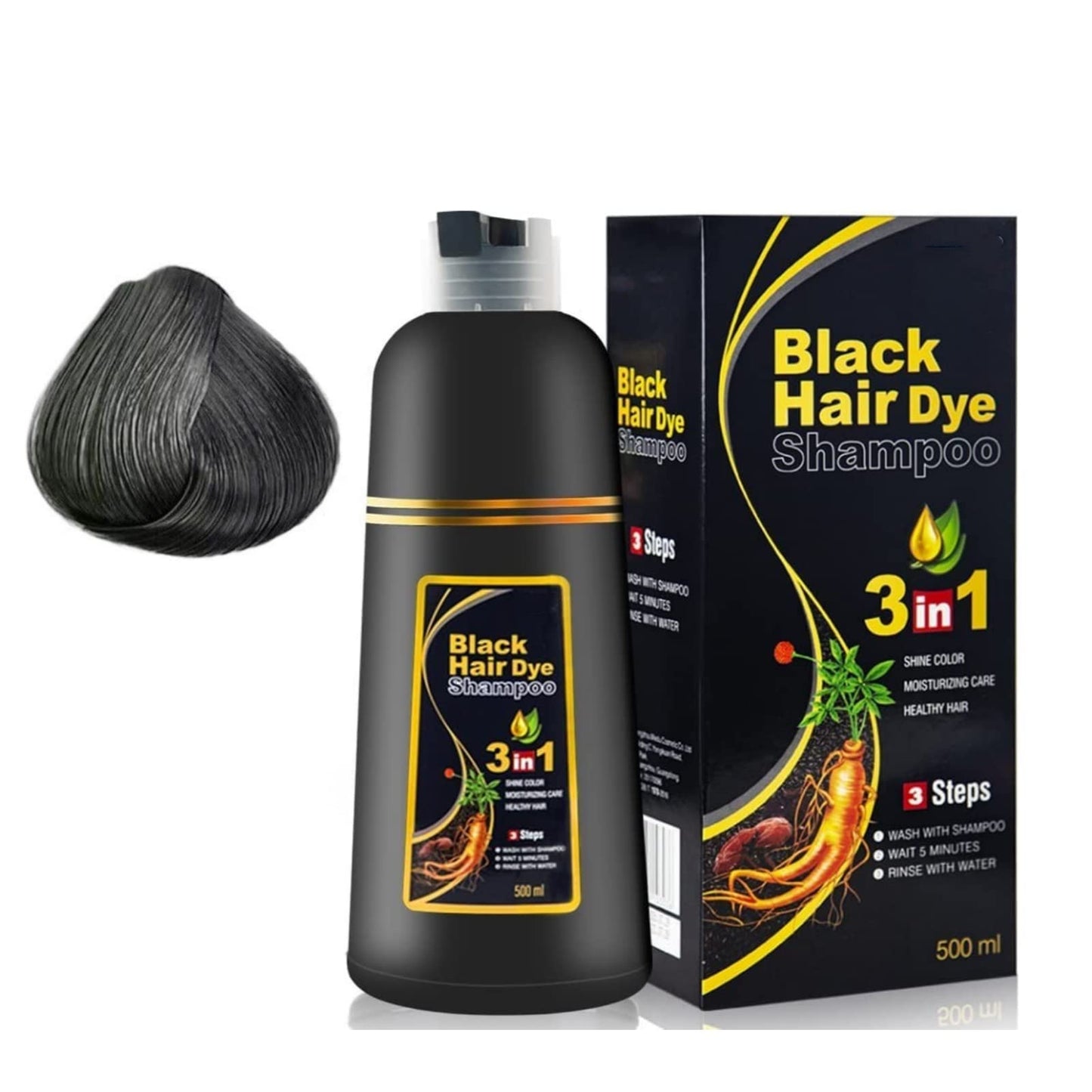 Black Dye Hair Shampoo (COMBO 3 UNIDADES)